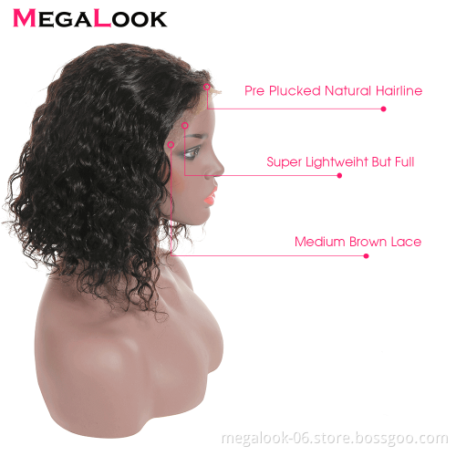 Wholesale Pre Plucked Custom Style Short 13X6 Lace Front Water Curly Wave Frontal Bob Wig